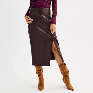 Nine West + Faux Leather Skirt