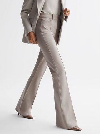 Reiss + Neutral Dylan Petite Flared High Rise Trousers