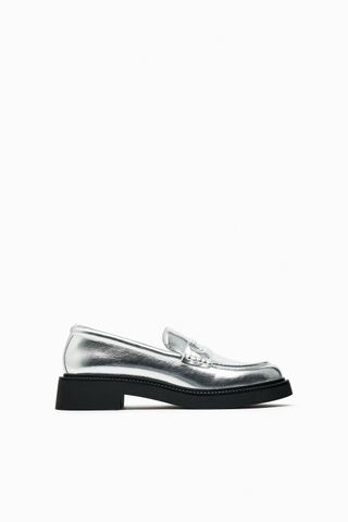 Zara + Metallic Loafers