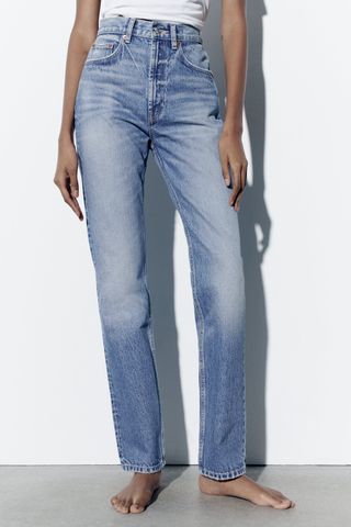 Zara + High Rise TRF Straight Leg Jeans