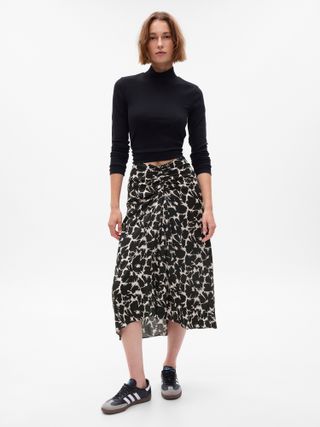 Gap + Ruched Floral Midi Skirt