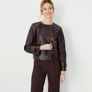 Ann Taylor + Pebbled Faux Leather Cocoon Jacket