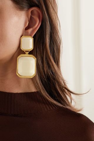 Saint Laurent + Gold-Tone Resin Clip Earrings