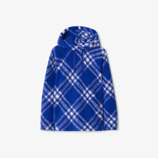 Burberry + Check Fleece Hoodie in Knight