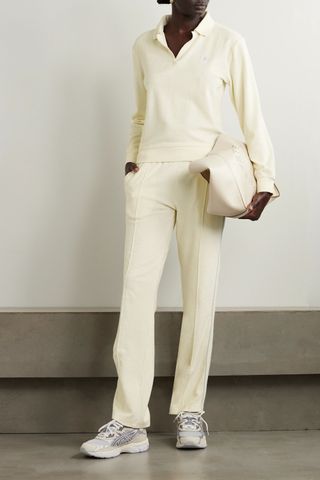 Sporty & Rich + Rizzoli Tennis Embroidered Cotton-Terry Track Pants