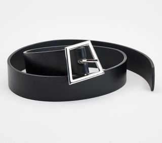 Susan Graver + Faux Leather Belt With Metal Geo Buckle