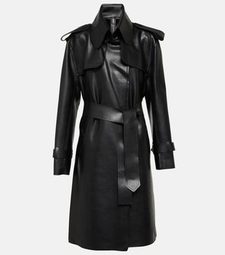 Norma Kamali + Faux leather trench coat