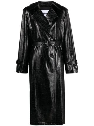 MSGM + Crocodile-Effect Faux-Leather Trench Coat