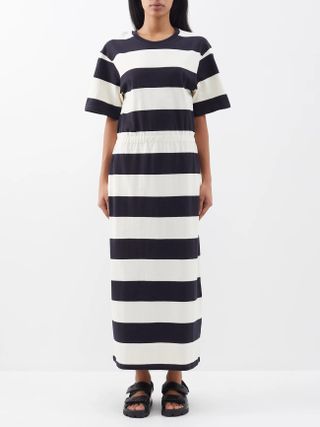 Raey + Thick Stripe Recycled-Cotton T-Shirt Dress