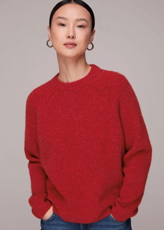 Whistles + Frankie Ribbed Jumper in Red