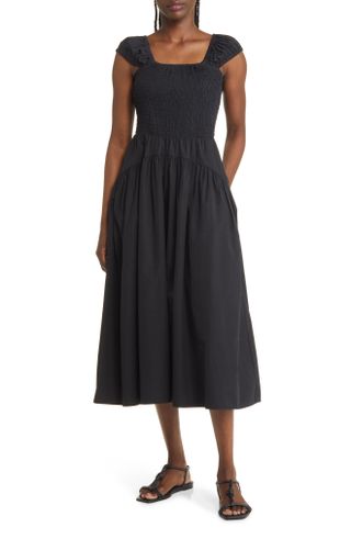 Nordstrom Signature + Smocked Bodice Cotton Poplin Dress