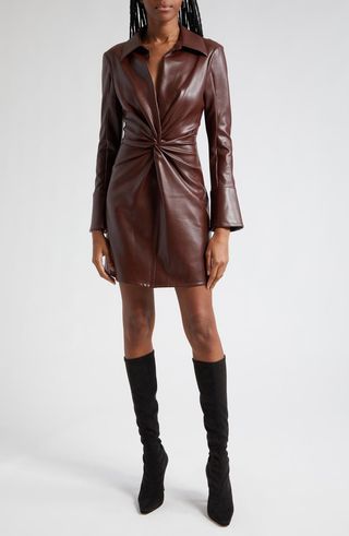 Cinq À Sept + McKenna Long Sleeve Faux-Leather Dress