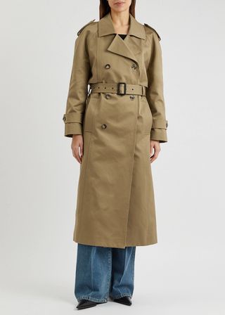 Saint Laurent + Double-Breasted Cotton Trench Coat