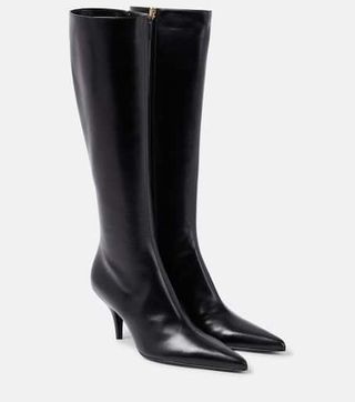 The Row + Sling Leather Knee-High Boots in Black