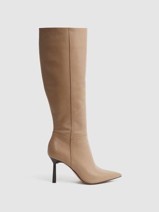 Reiss + Camel Gracyn Leather Knee High Heeled Boots
