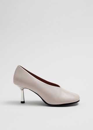 & Other Stories + Savoir Collection Silver Heel Leather Pumps
