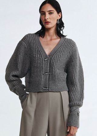 & Other Stories + Savoir Collection Metal-Closure Cardigan in Grey
