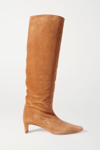 Staud + Wally Suede Knee Boots in Tan
