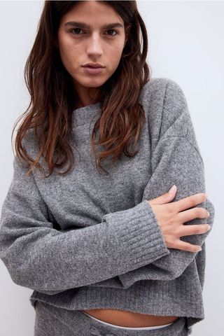 H&M + Fine-Knit Jumper in Grey Marl
