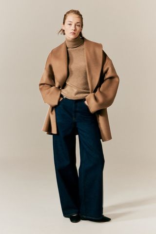 H&M + Oversized Wool-Blend Coat in Camel