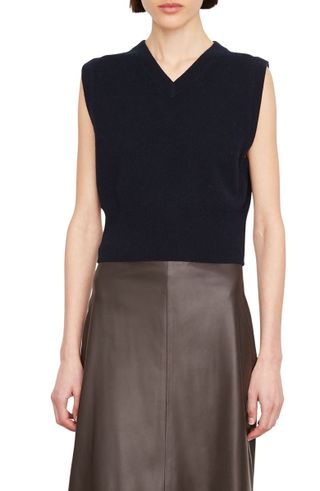 Vince + Shrunken Wool 
Cashmere Blend Sweater Vest