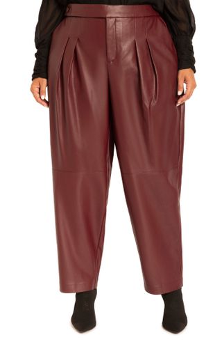 Eloquii + Pleated Tapered Faux Leather Pants