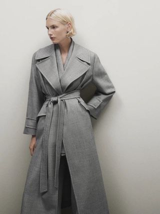 Massimo Dutti + Textured Belted Trench Coat