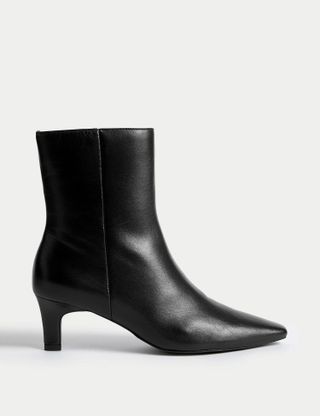Marks & Spencer + Leather Kitten Heel Chisel Toe Ankle Boots