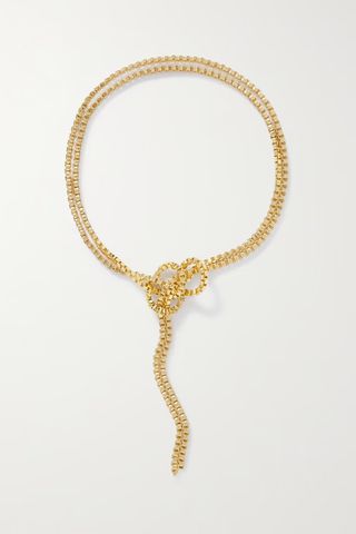 Pearl Octopuss.y + Knot-Detailed Gold-Plated Necklace