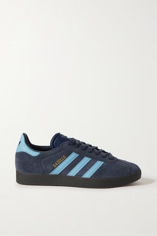 Adidas Originals + Gazelle Leather-Trimmed Suede Sneakers in Navy