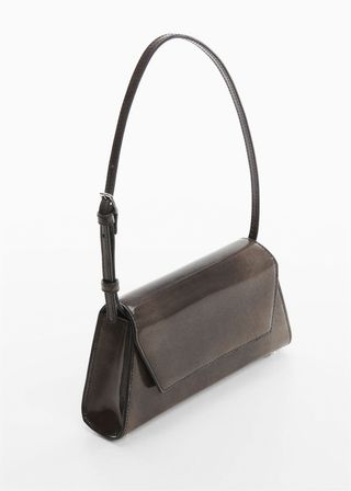Mango + Patent Leather Bag in Charcoal