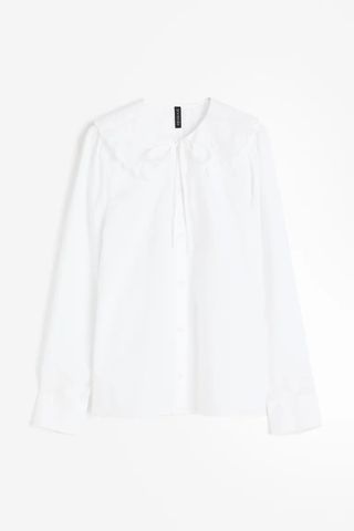 H&M + Peter Pan-Collared Cotton Shirt in White