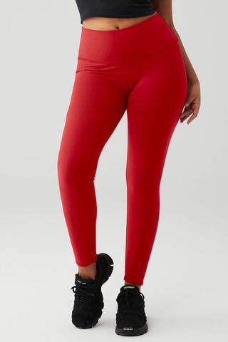 Alo + 7/8 High-Waist Airbrush Leggings in Classic Red
