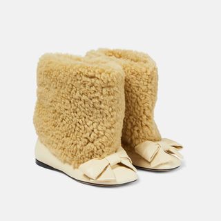 Loewe + Toy Shearling and Leather Boots