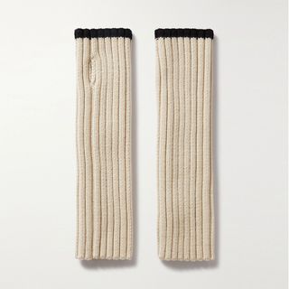 Toteme + Two-Tone Ribbed Wool Fingerless Gloves