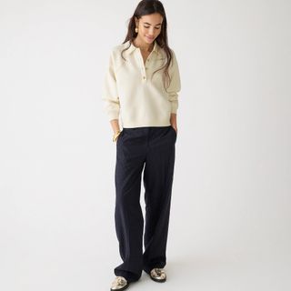 J.Crew + Heritage Fleece Polo Sweatshirt