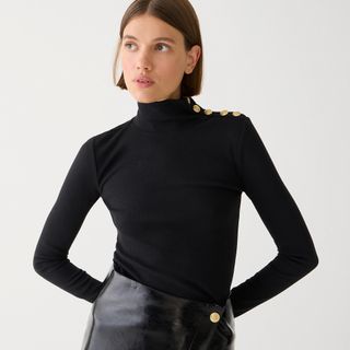 J.Crew + Vintage Rib Turtleneck with Buttons