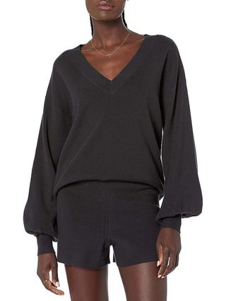 The Drop + Mia Bell-Sleeve Deep V-Neck Supersoft Sweater