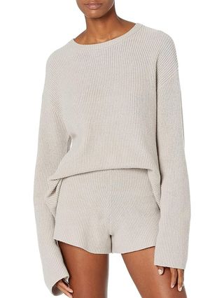 The Drop + Alice Crewneck Back-Slit Ribbed Pullover Sweater