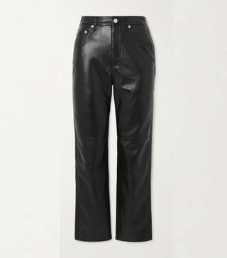 Nanushka + Vinni Cropped Okobor Faux Leather Straight-Leg Pants
