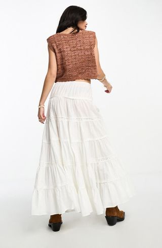 ASOS Design + Tiered Cotton Prairie Maxi Skirt