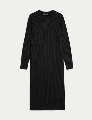 Marks & Spencer + Ribbed Knitted Midi Dress