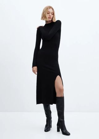 Mango + Knitted Dress With Side Slit