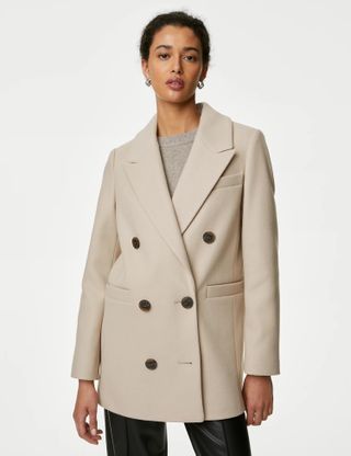 M&S Collection + Double Breasted Short Coat
