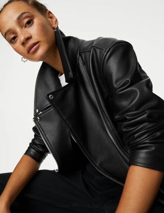 M&S Collection + Faux Leather Girlfriend Biker Jacket