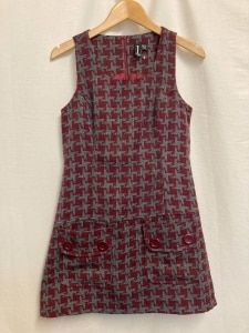 Izabel London + Fitted Hounds Tooth Mini Dress Grey & Burgundy