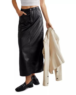 Free People + City Slicker Faux Leather Maxi Skirt