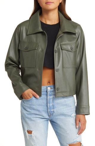 Bp + Faux Leather Crop Shirt Jacket