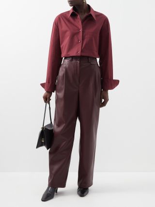The Frankie Shop + Pernille High-Rise Pleated Faux-Leather Trousers
