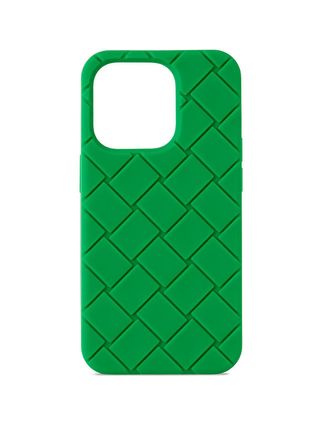 Bottega Veneta + Green Rubber Intreccio Iphone 14 Pro Case